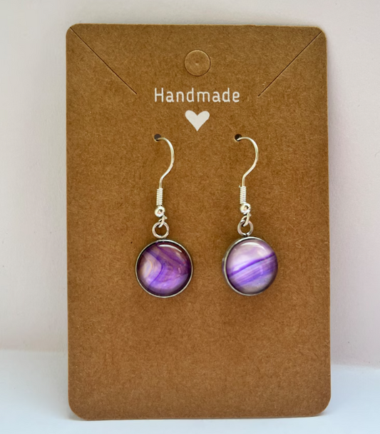 Cosmic Violet Earrings - Handmade Celestial Purple and Gold Jewelry, Unique Star-Inspired Drop Earrings for Astrology Lovers