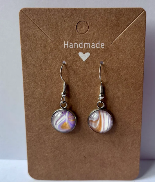 Lilac Frost Earrings | Light Purple and White Stainless Steel Earrings Handmade Eco-conscious