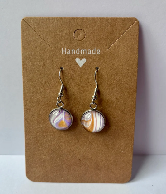 Lilac Frost Earrings | Light Purple and White Stainless Steel Earrings Handmade Eco-conscious